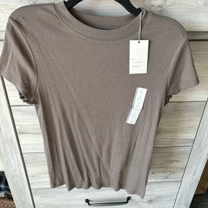 a new day Taupe Ribbed Tshirt NWT